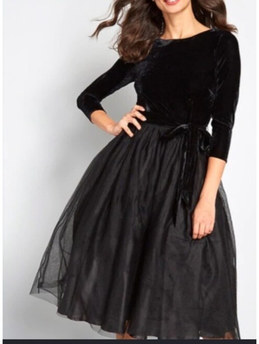 MODCLOTH COLLECTIF black velvet tulle midi dress sz S NWT